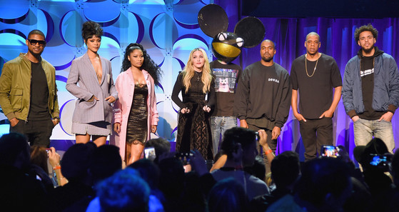Usher, Rihanna, Nicki Minaj, Madonna, Deadmau5, Kanye West, JAY Z, J. Cole, Tidal Launch Usher, Rihanna, Nicki Minaj, Madonna, Deadmau5, Kanye West, JAY Z, J. Cole, Tidal Launch